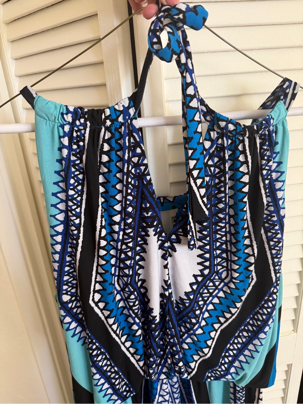 Back-Tie Maxi Dress Size 2X Emma & Michele Geometric Blues - Picture 8 of 13